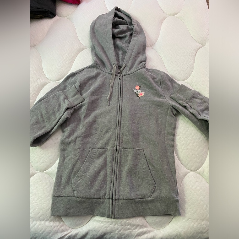 Pink zip up, size xs, pink flowers